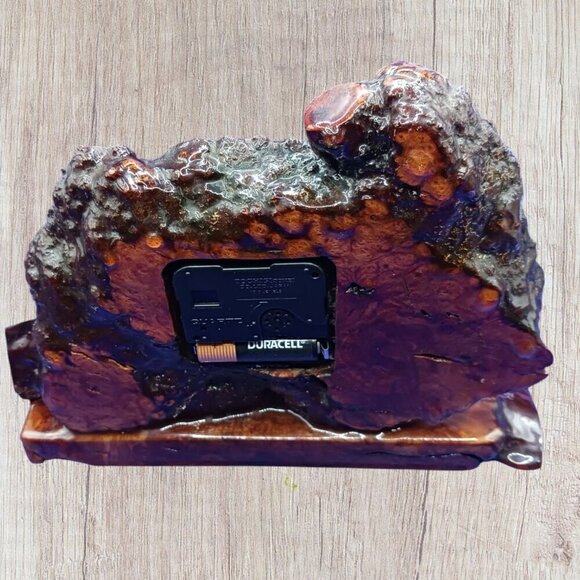 Quartz Unique Handcrafted Burl Wood Slab Rustic Table Clock With Intricate Desig - Picture 6 of 12